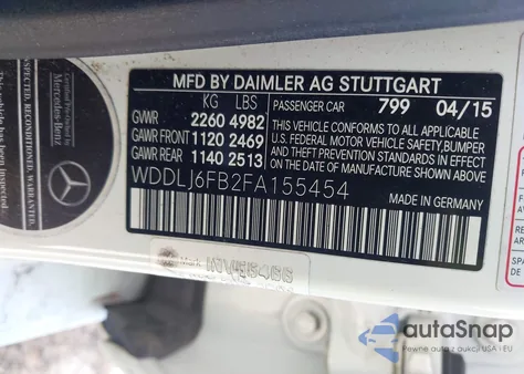 2015 Mercedes-Benz Cls 400 z USA, uszkodzony, nr VIN WDDLJ6FB2FA155454